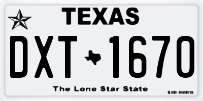 TX license plate DXT1670
