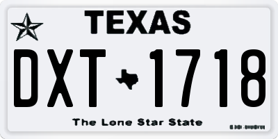 TX license plate DXT1718