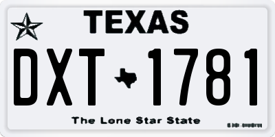 TX license plate DXT1781