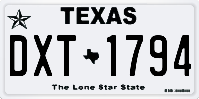 TX license plate DXT1794