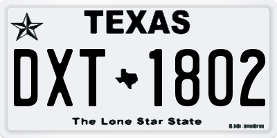 TX license plate DXT1802