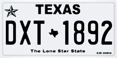 TX license plate DXT1892