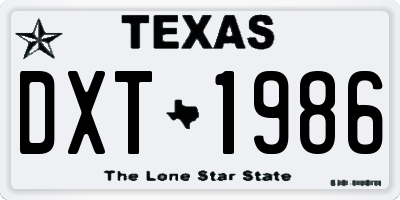 TX license plate DXT1986