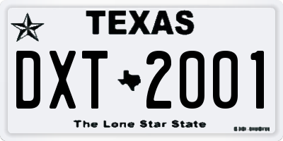 TX license plate DXT2001