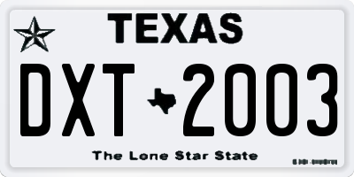 TX license plate DXT2003