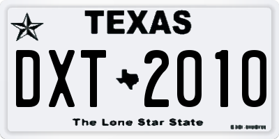 TX license plate DXT2010