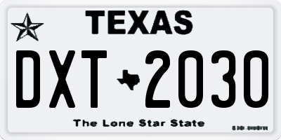 TX license plate DXT2030