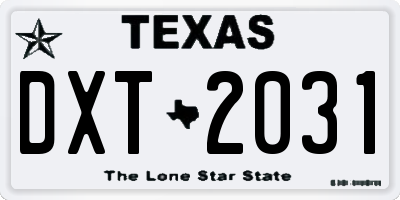 TX license plate DXT2031