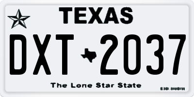 TX license plate DXT2037