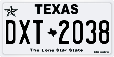 TX license plate DXT2038
