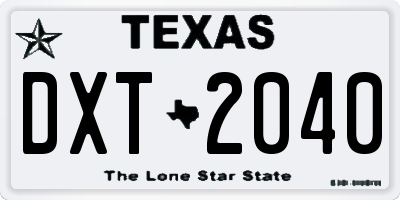 TX license plate DXT2040