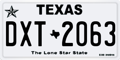 TX license plate DXT2063
