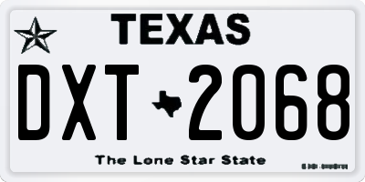 TX license plate DXT2068