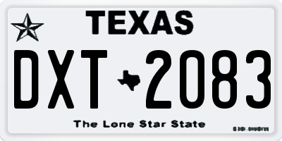 TX license plate DXT2083