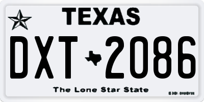 TX license plate DXT2086