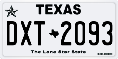 TX license plate DXT2093
