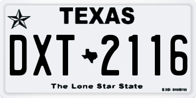 TX license plate DXT2116