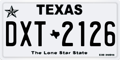 TX license plate DXT2126