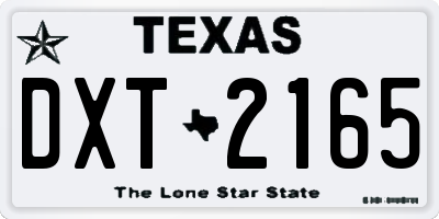 TX license plate DXT2165