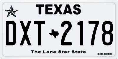 TX license plate DXT2178