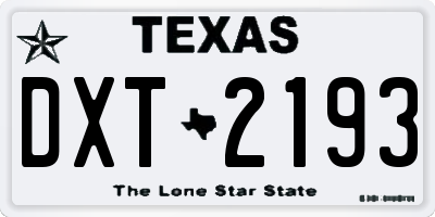 TX license plate DXT2193