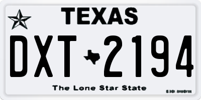TX license plate DXT2194