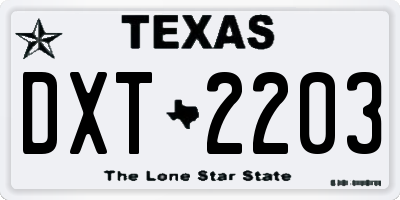 TX license plate DXT2203
