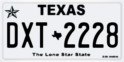 TX license plate DXT2228