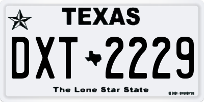 TX license plate DXT2229
