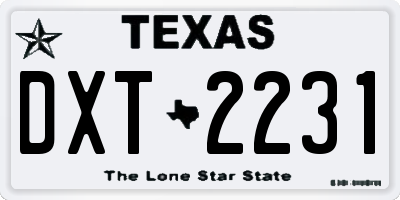 TX license plate DXT2231