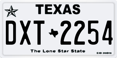 TX license plate DXT2254