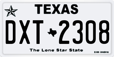TX license plate DXT2308