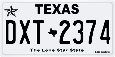 TX license plate DXT2374