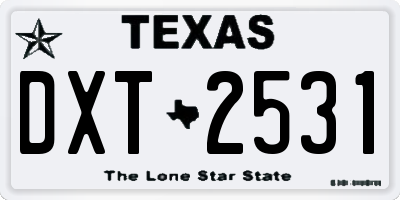 TX license plate DXT2531
