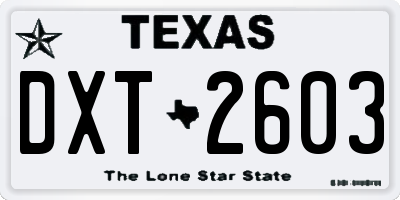 TX license plate DXT2603