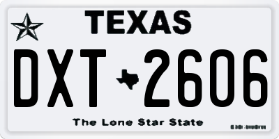 TX license plate DXT2606
