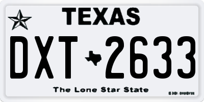 TX license plate DXT2633