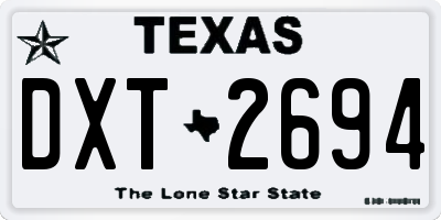 TX license plate DXT2694