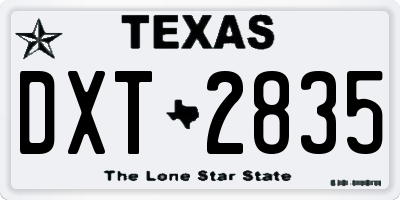 TX license plate DXT2835