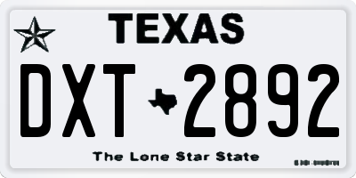 TX license plate DXT2892