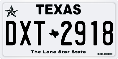 TX license plate DXT2918