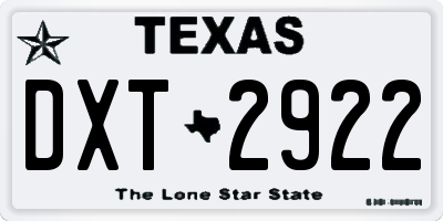 TX license plate DXT2922