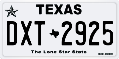 TX license plate DXT2925