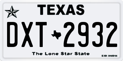 TX license plate DXT2932