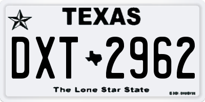 TX license plate DXT2962