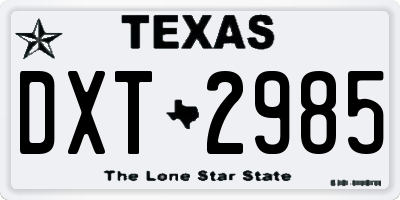TX license plate DXT2985
