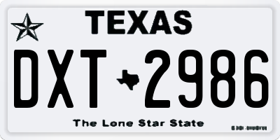 TX license plate DXT2986