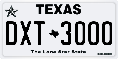 TX license plate DXT3000