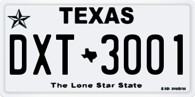 TX license plate DXT3001