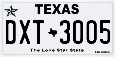 TX license plate DXT3005